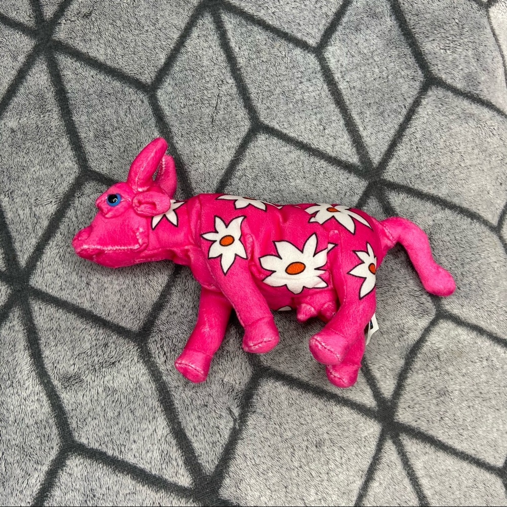Cow Parade 2000 Plush Pink w White Flowers Cow X